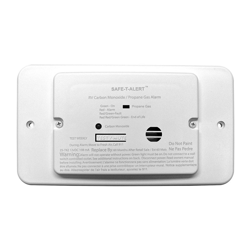 Safe-T-Alert 25 Series Flush Mount Dual Carbon Monoxide/Propane Alarm w/Trim Ring - White - 12V Hard Wire