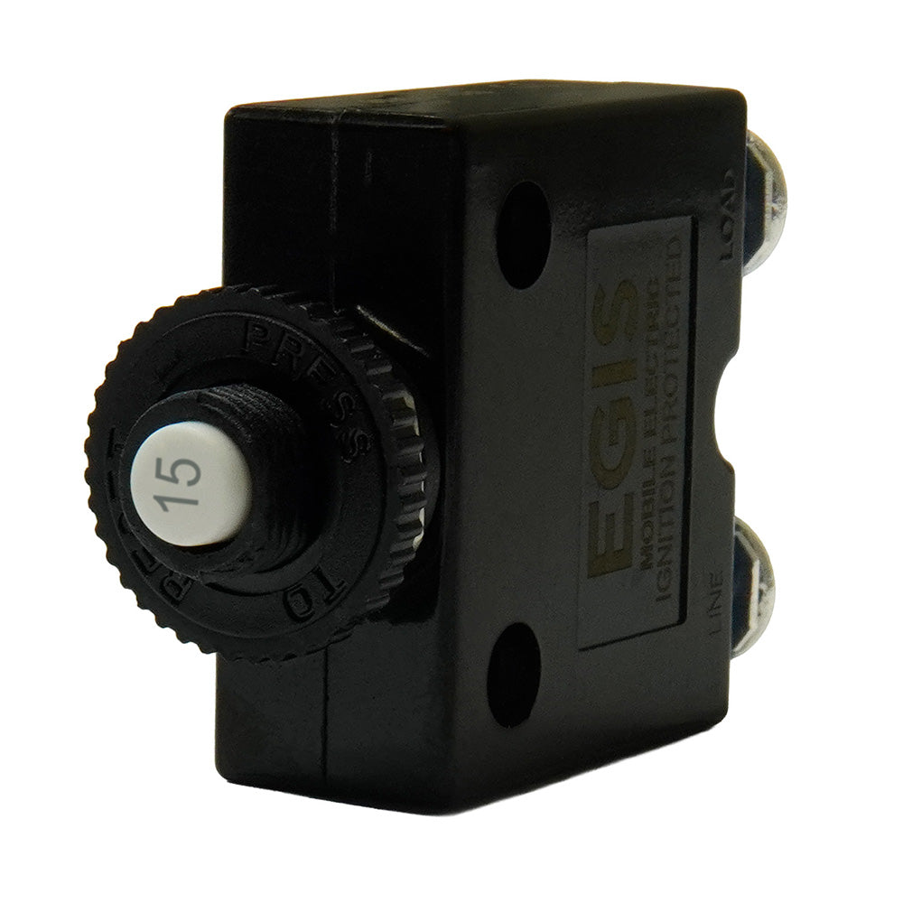 Egis 15A Push Button Panel Mount Circuit Breaker - Screw Terminals