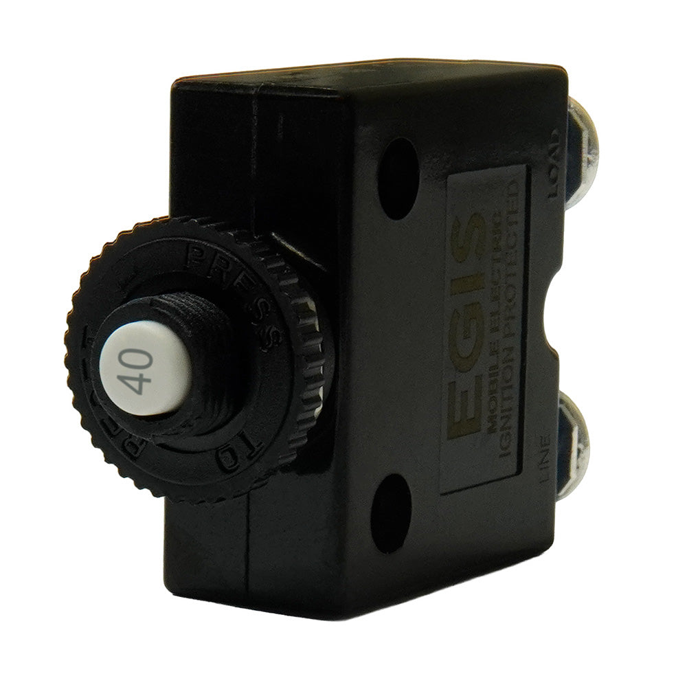 Egis 40A Push Button Panel Mount Circuit Breaker - Screw Terminals