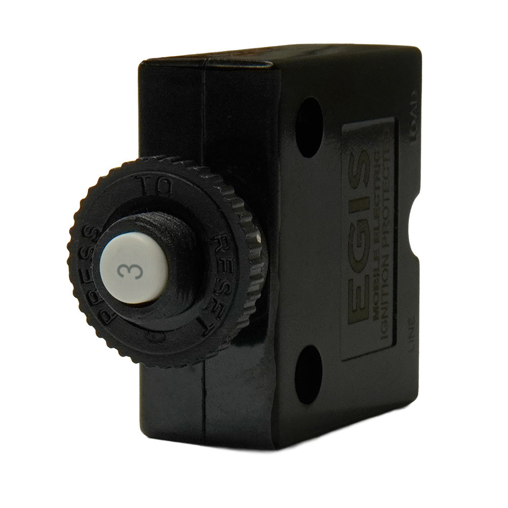 Egis 3A Push Button Panel Mount Circuit Breaker - Spade Terminal