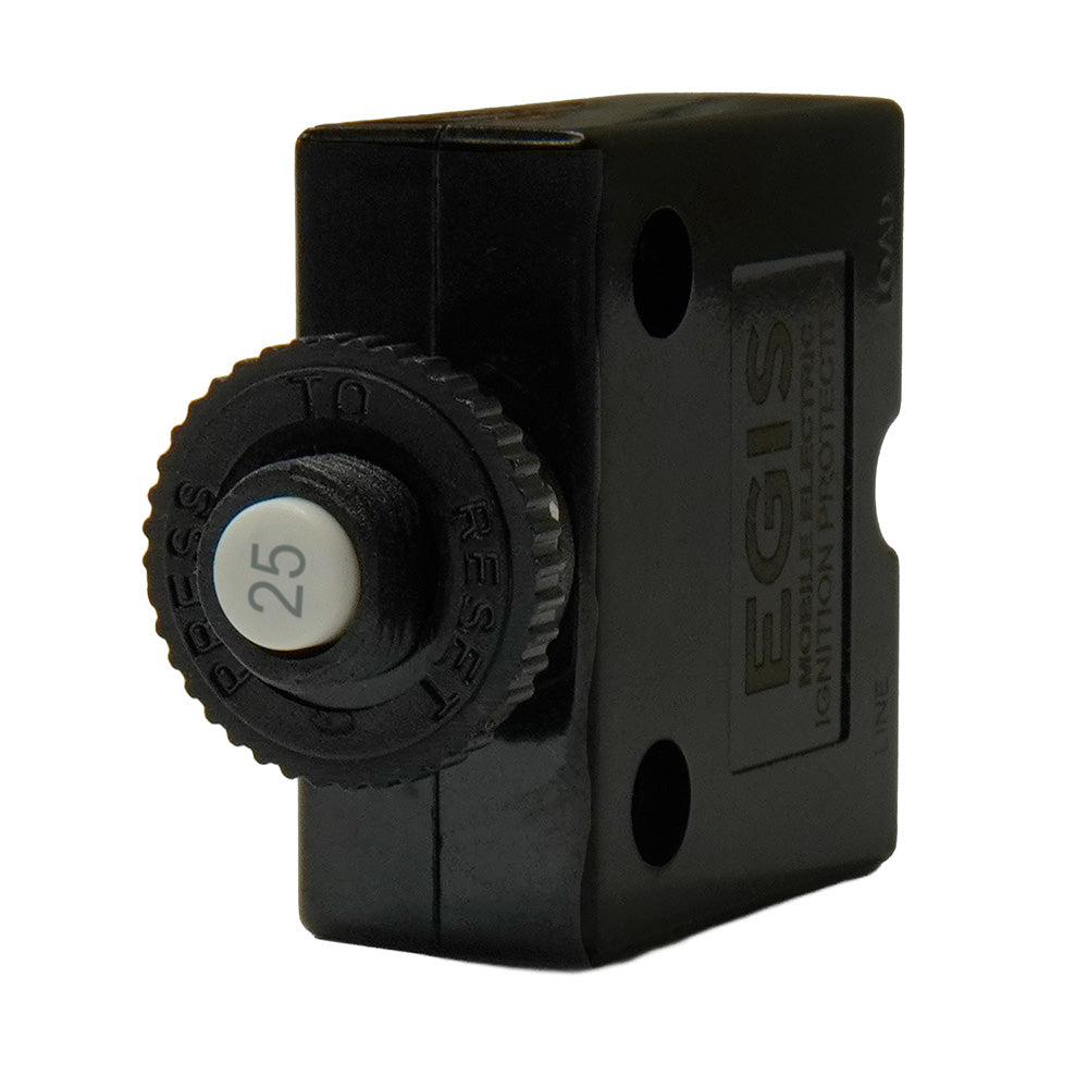 Egis 25A Push Button Panel Mount Circuit Breaker - Spade Terminal