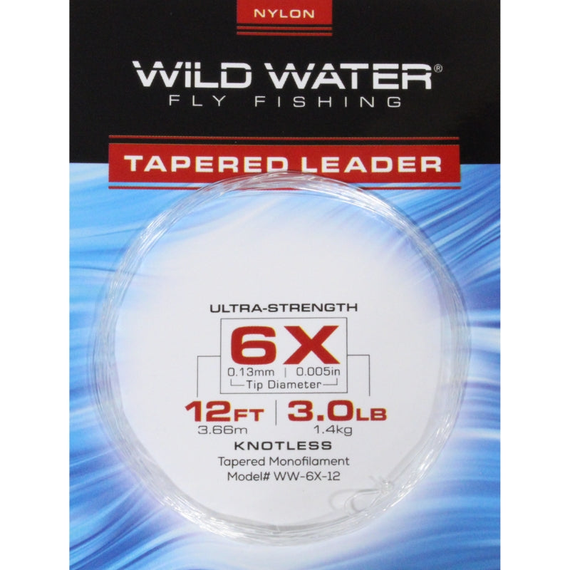6X Tapered Nylon Monofilament Leader, 12&