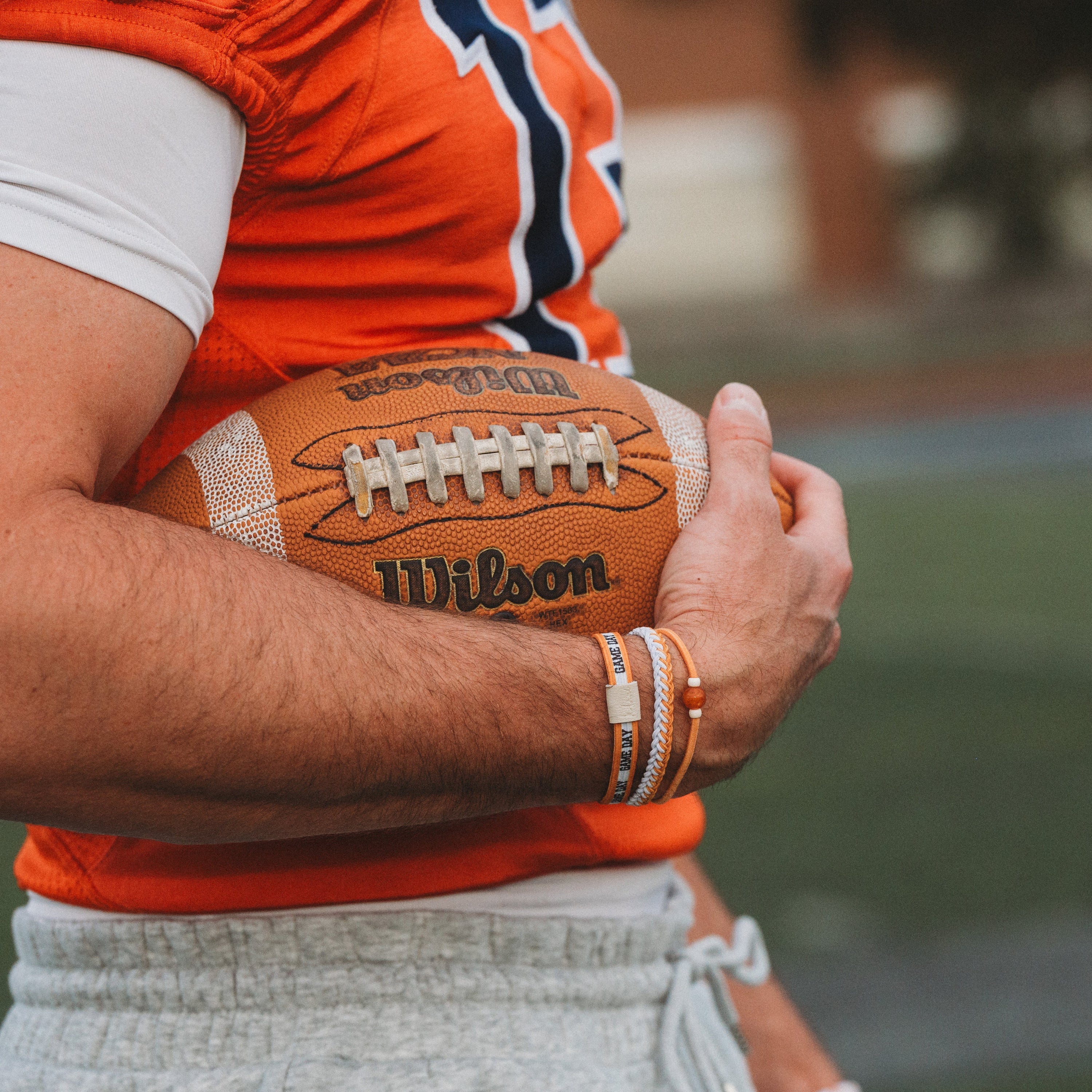 "Game Day" Orange &amp; White Hair Tie Bracelets