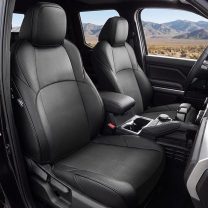 Truck Seat Covers for Toyota Tacoma 2024-2026 Double Cab, Nappa Leather, 3D Laser-Scan Custom Fit, Waterproof, Easy-Clean, Full Coverage, Airbag Compatible, Pet &amp; Scratch Protection