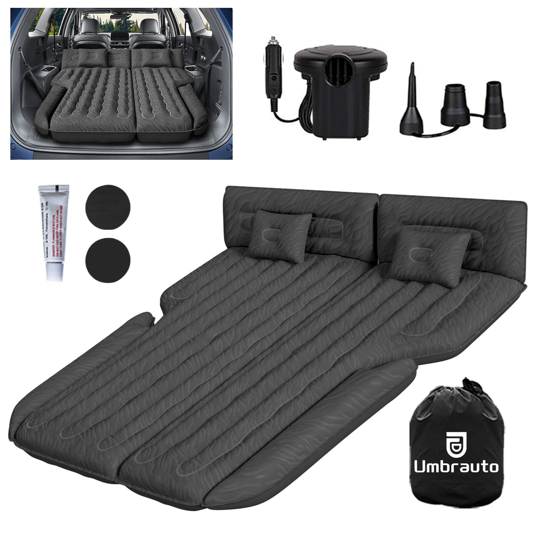 Umbrauto Car Camping SUV Air Mattress 1.0, Black