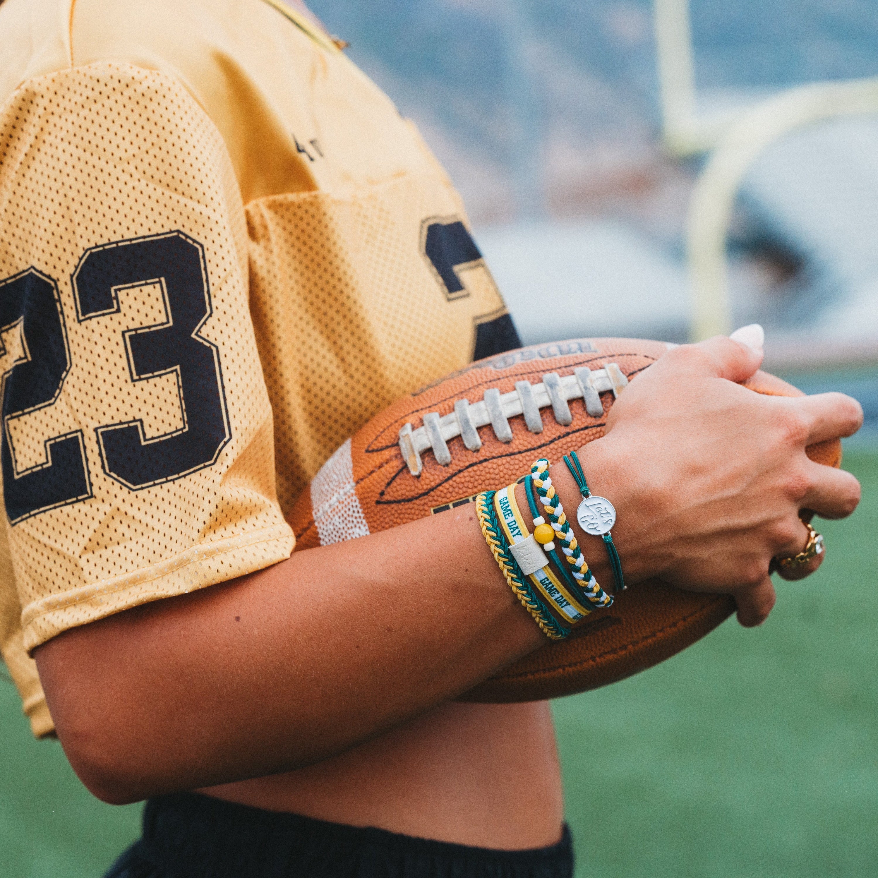 "Game Day" Green &amp; Yellow Hair Tie Bracelets
