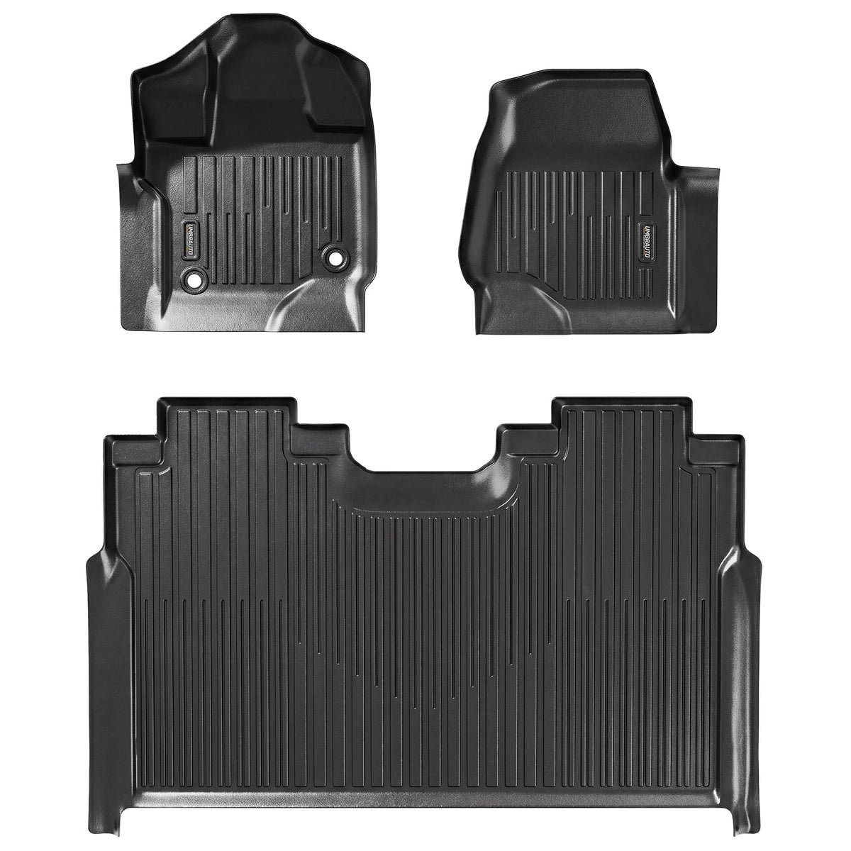 Umbrauto All Weather Floor Mats for Ford F150 SuperCrew 2015-2025 2026 &amp; Lightning 2022-2026, Custom Fit TPE Truck Floor Liners, Waterproof Heavy Duty Full Coverage, Rear w/o Fold Flat Storage