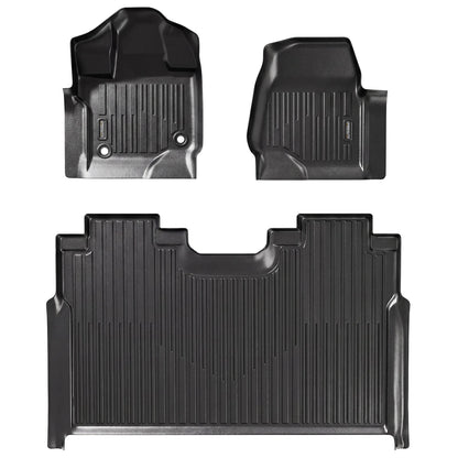 Umbrauto All Weather Floor Mats for Ford F150 SuperCrew 2015-2025 2026 &amp; Lightning 2022-2026, Custom Fit TPE Truck Floor Liners, Waterproof Heavy Duty Full Coverage, Rear w/o Fold Flat Storage