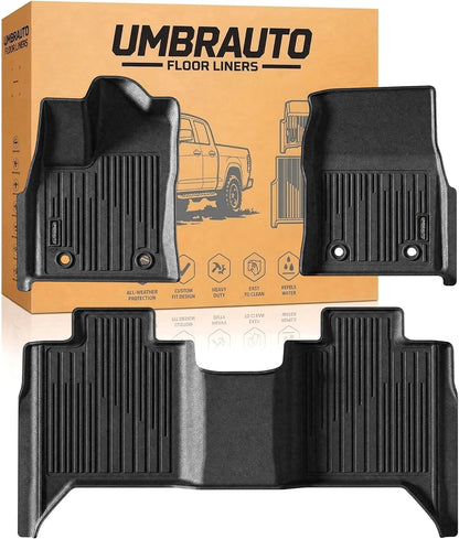 Umbrauto Floor Mats for Toyota Tundra 2022-2026 CrewMax Cab, All Weather TPE Truck Floor Liners Custom Fit Tundra SR/SR5/TRD Pro/Limited/Platinum/1794 Edition/Capstone, Waterproof Front&amp;Rear Car Rug