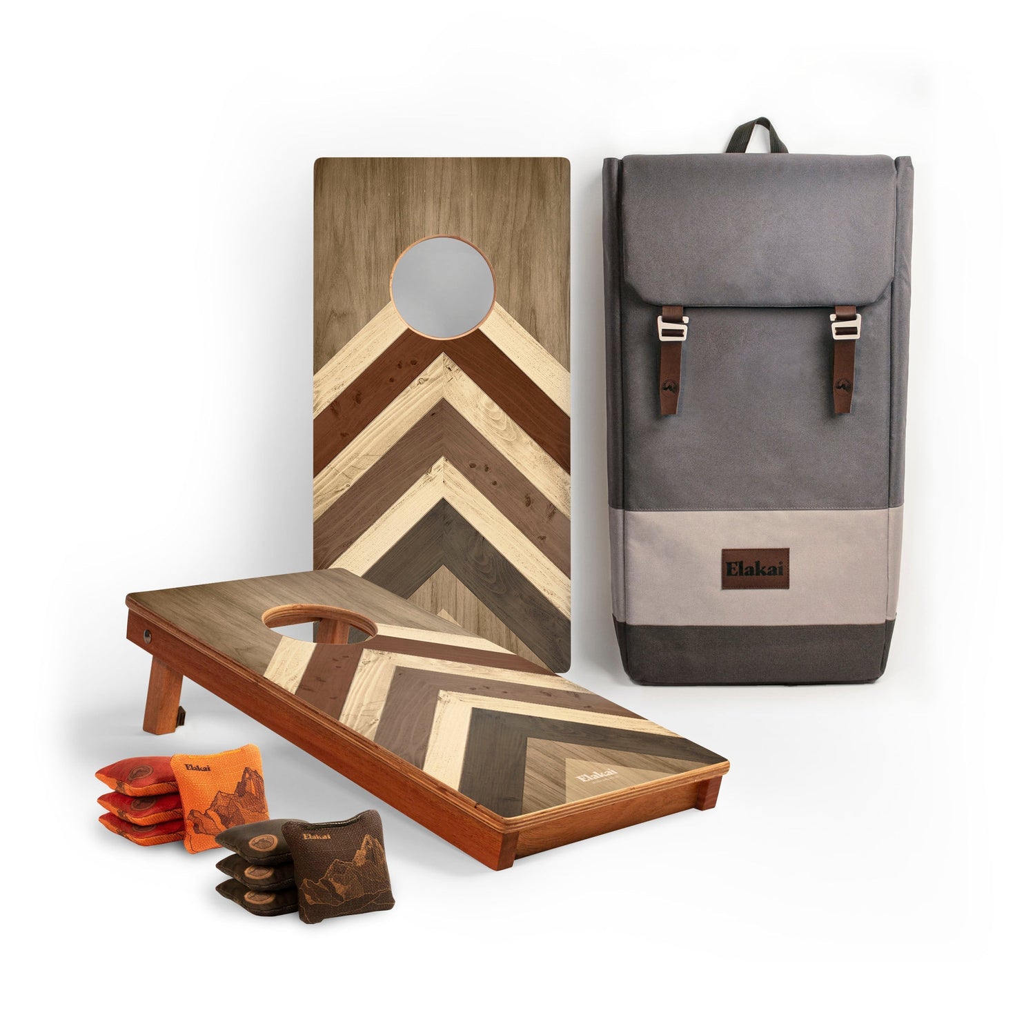 1ft x 2ft Graphic Wood Travel Cornhole Set | Modern Angle Collection