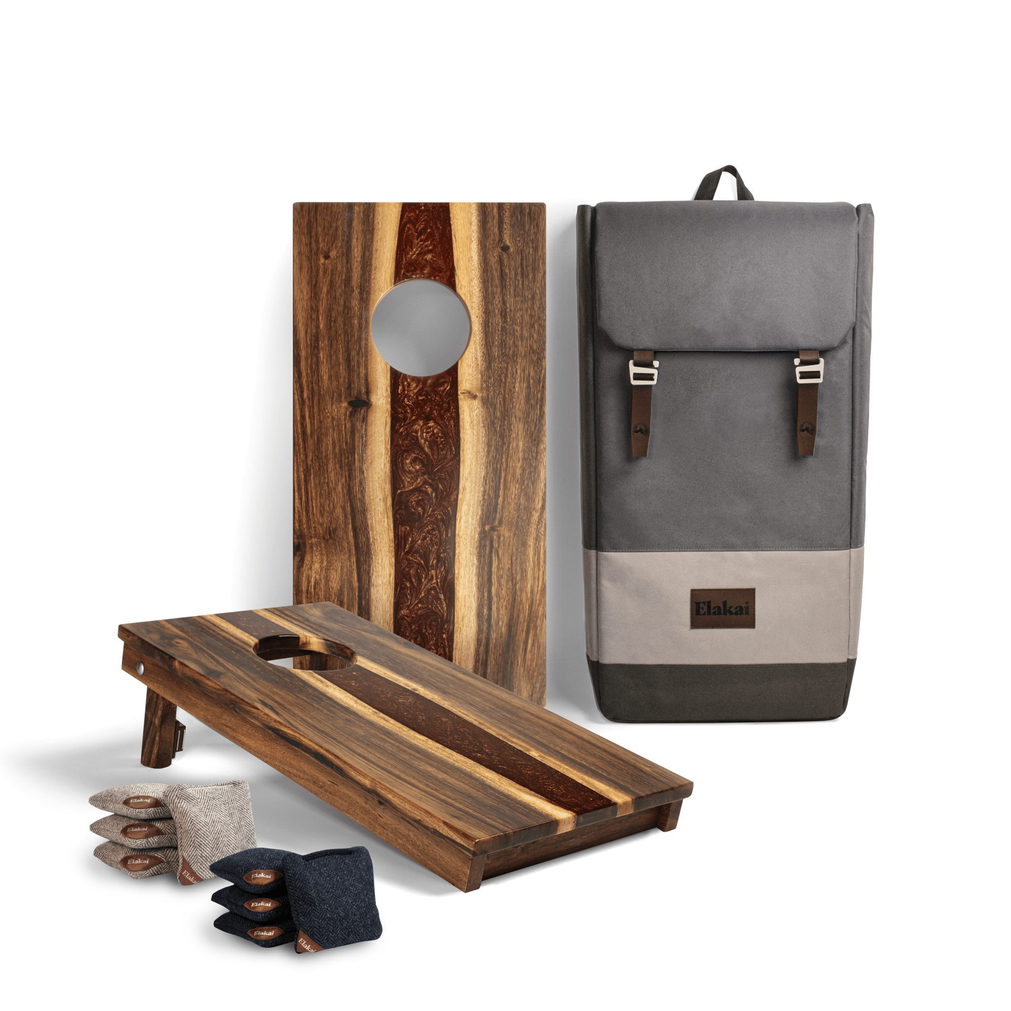 1ft x 2ft Resin &amp; Wood Travel Cornhole Set | Live Edge River Collection