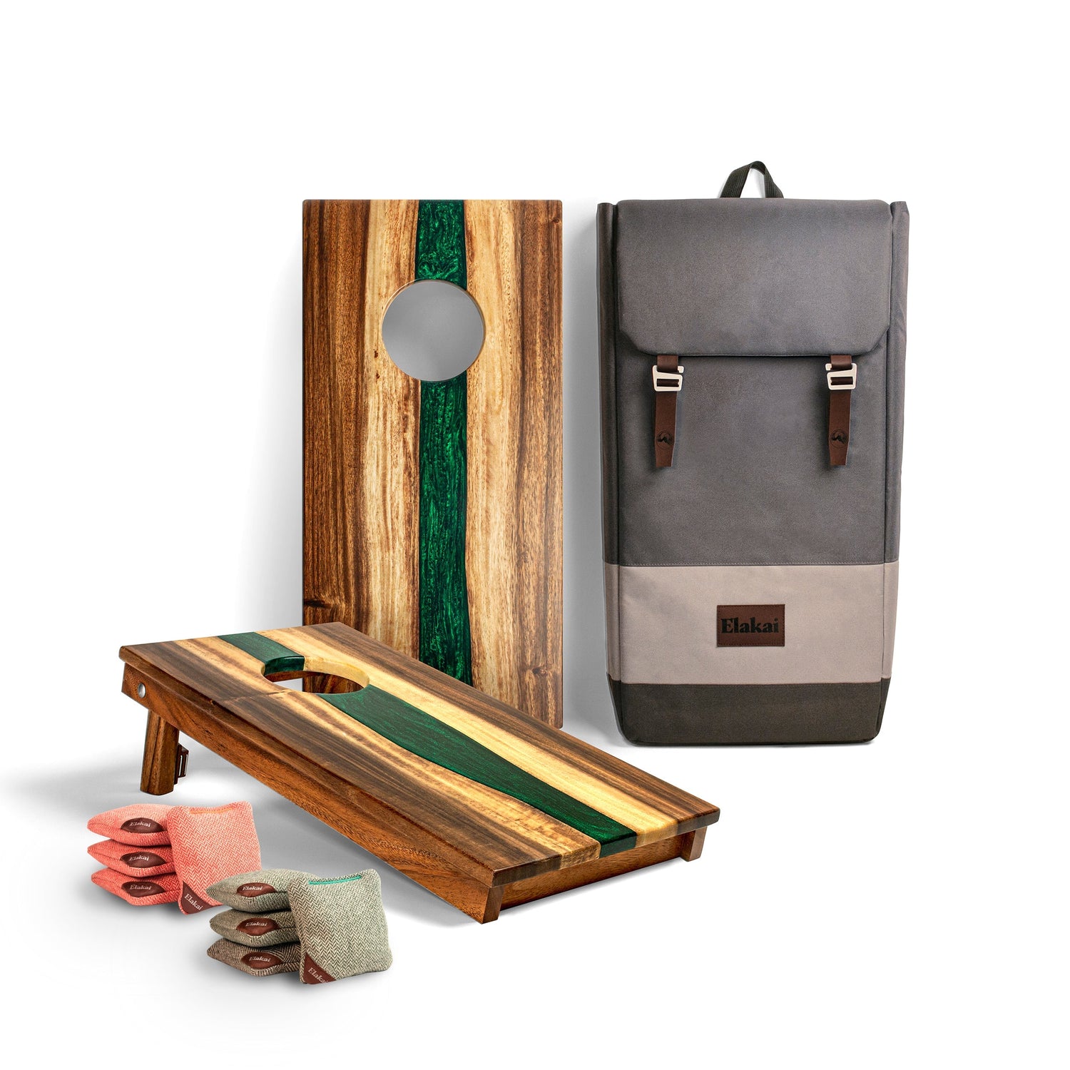 1ft x 2ft Resin &amp; Wood Travel Cornhole Set | Live Edge River Collection