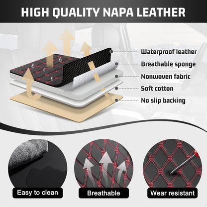 Umbrauto Leather Seat Covers for Silverado/Sierra, Waterproof Custom Full Set Seatcovers for Chevy Silverado/GMC Sierra 2007-2013 &amp; 2019-2026 1500, 2020-2026 2500HD 3500HD Crew/Double/Extended Cab