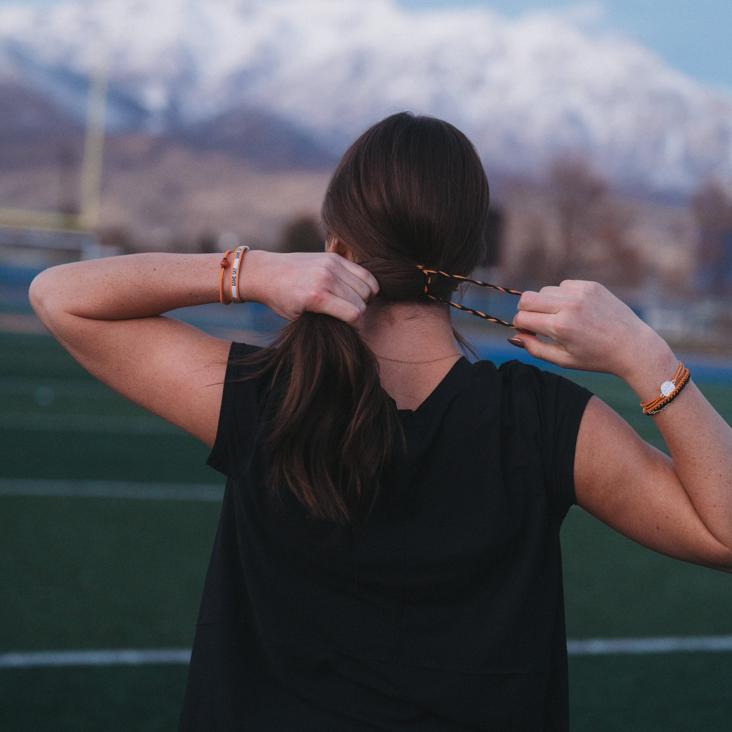 "Game Day" Orange &amp; Black Hair Tie Bracelets