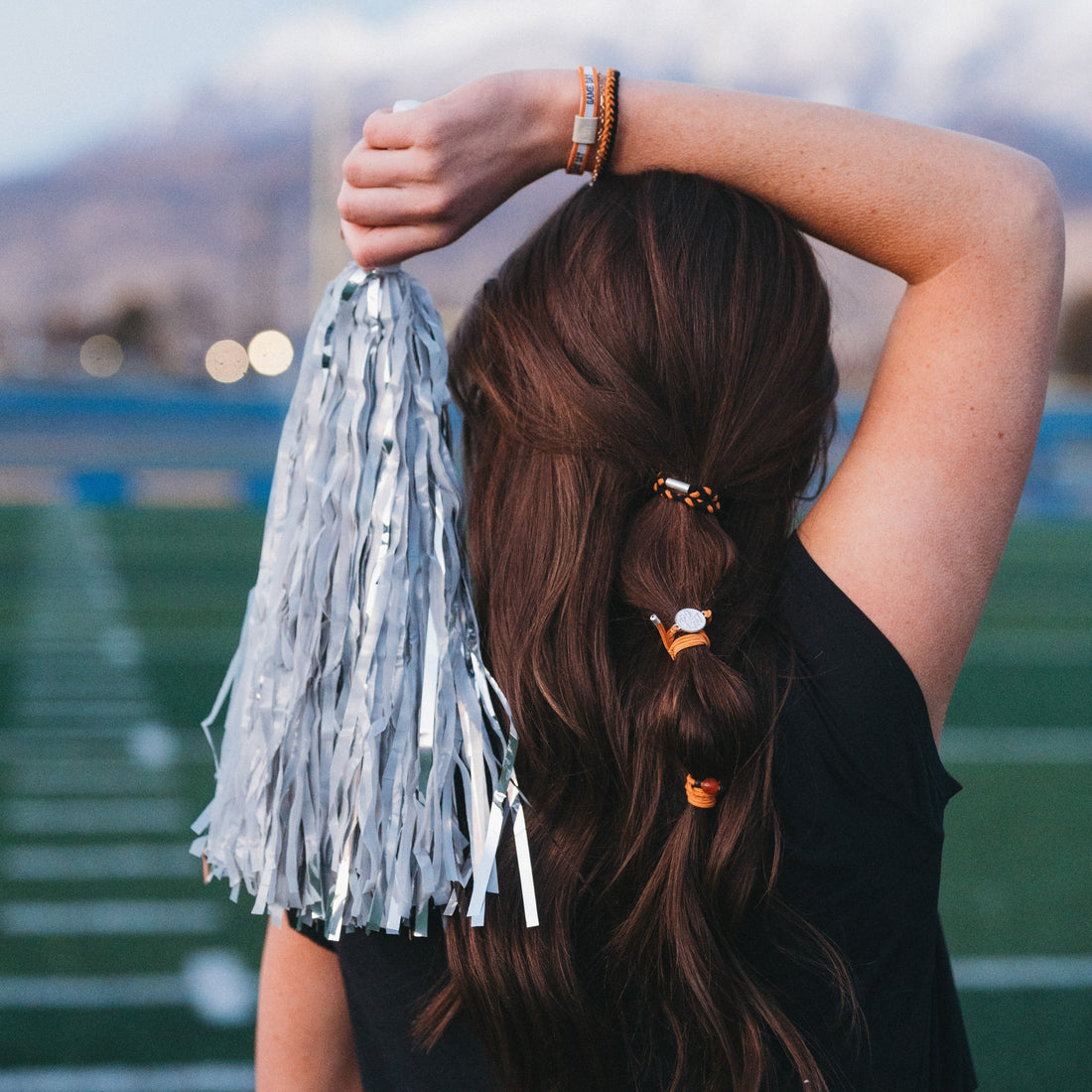 "Game Day" Orange &amp; Black Hair Tie Bracelets