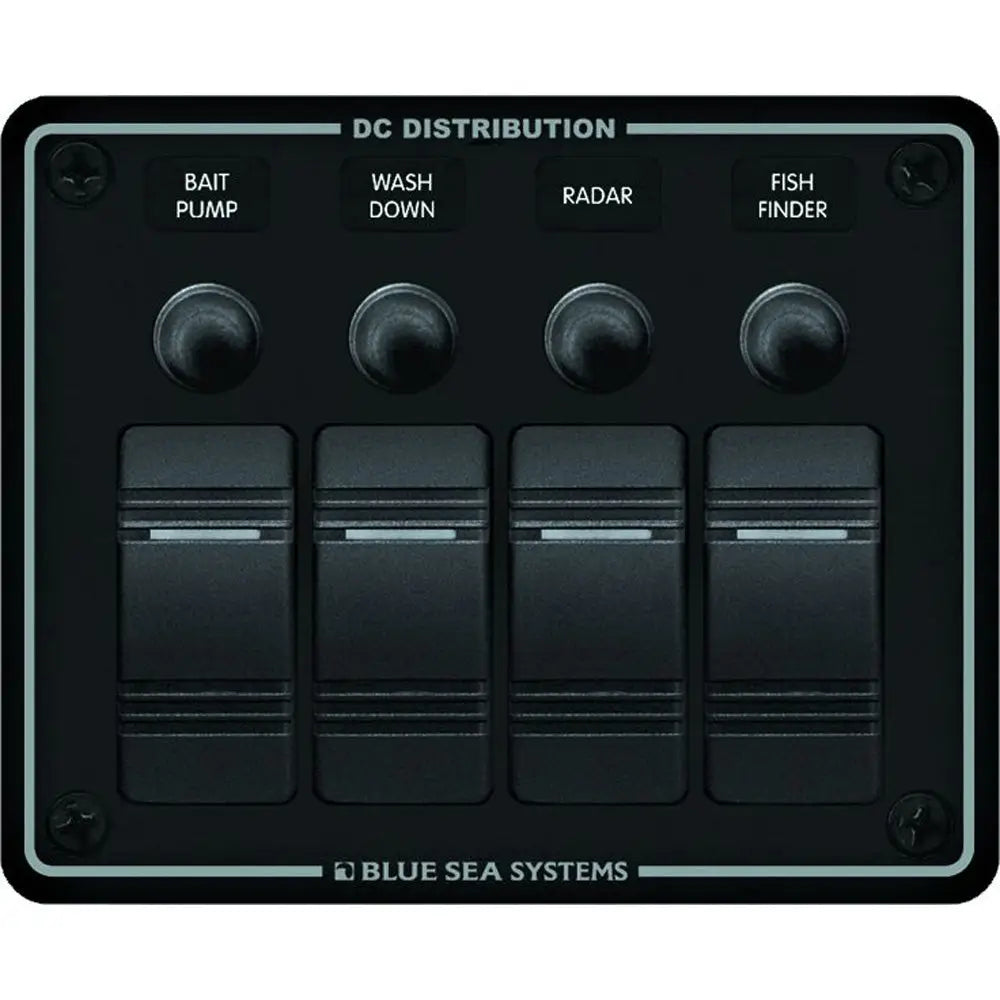 Blue Sea 8372 Water Resistant 4 Position - Black - Horizontal Mount Panel [8372]