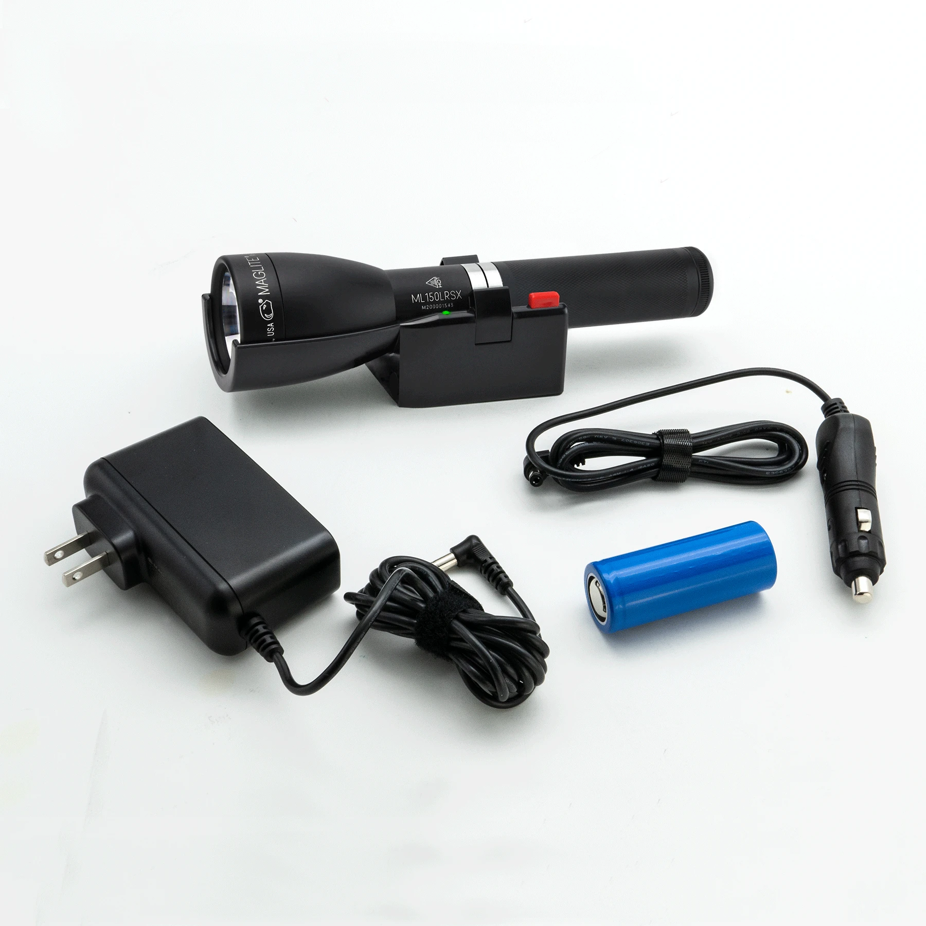 ML150LRSX Flashlight, LiFePO4 Battery, Charging Cradle, 12v Wire Lead