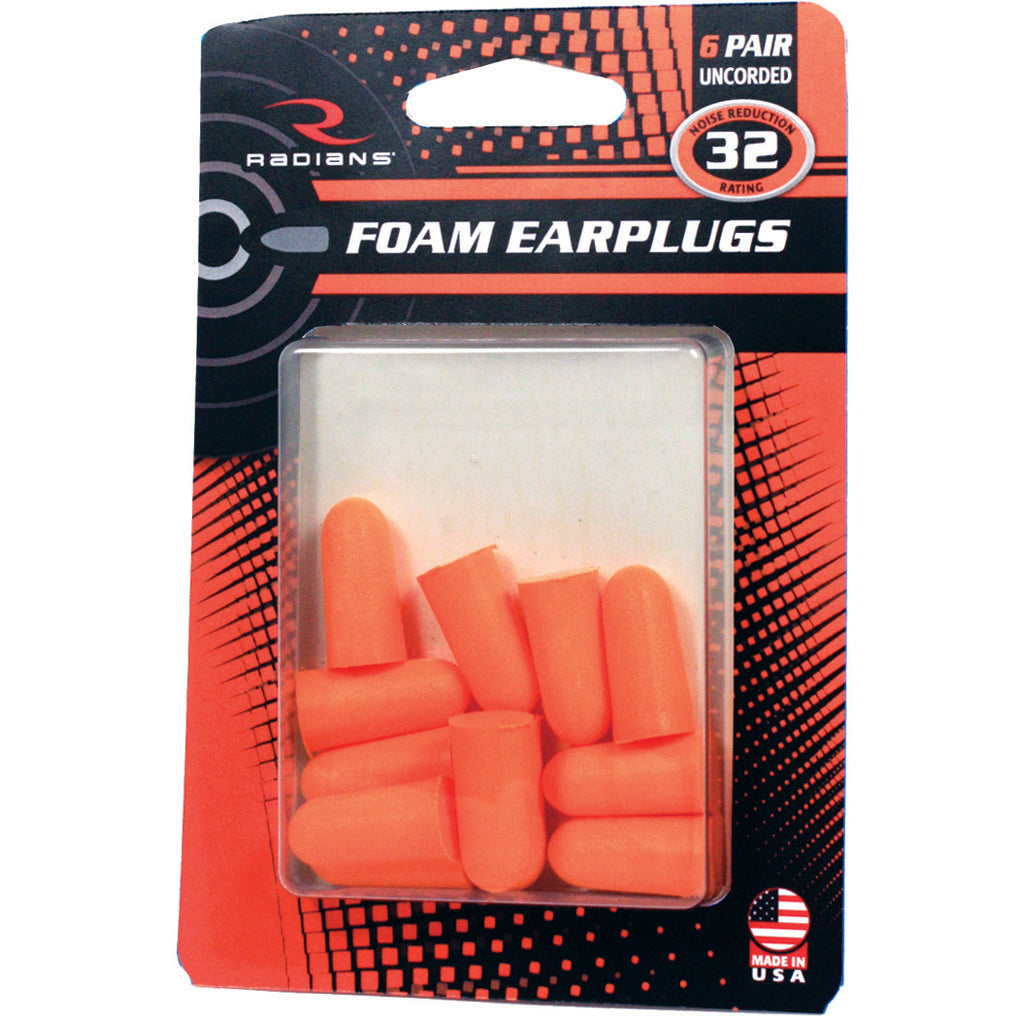 Radians Resistor 32 Foam Ear Plugs Uncorded Orange 6 pk.