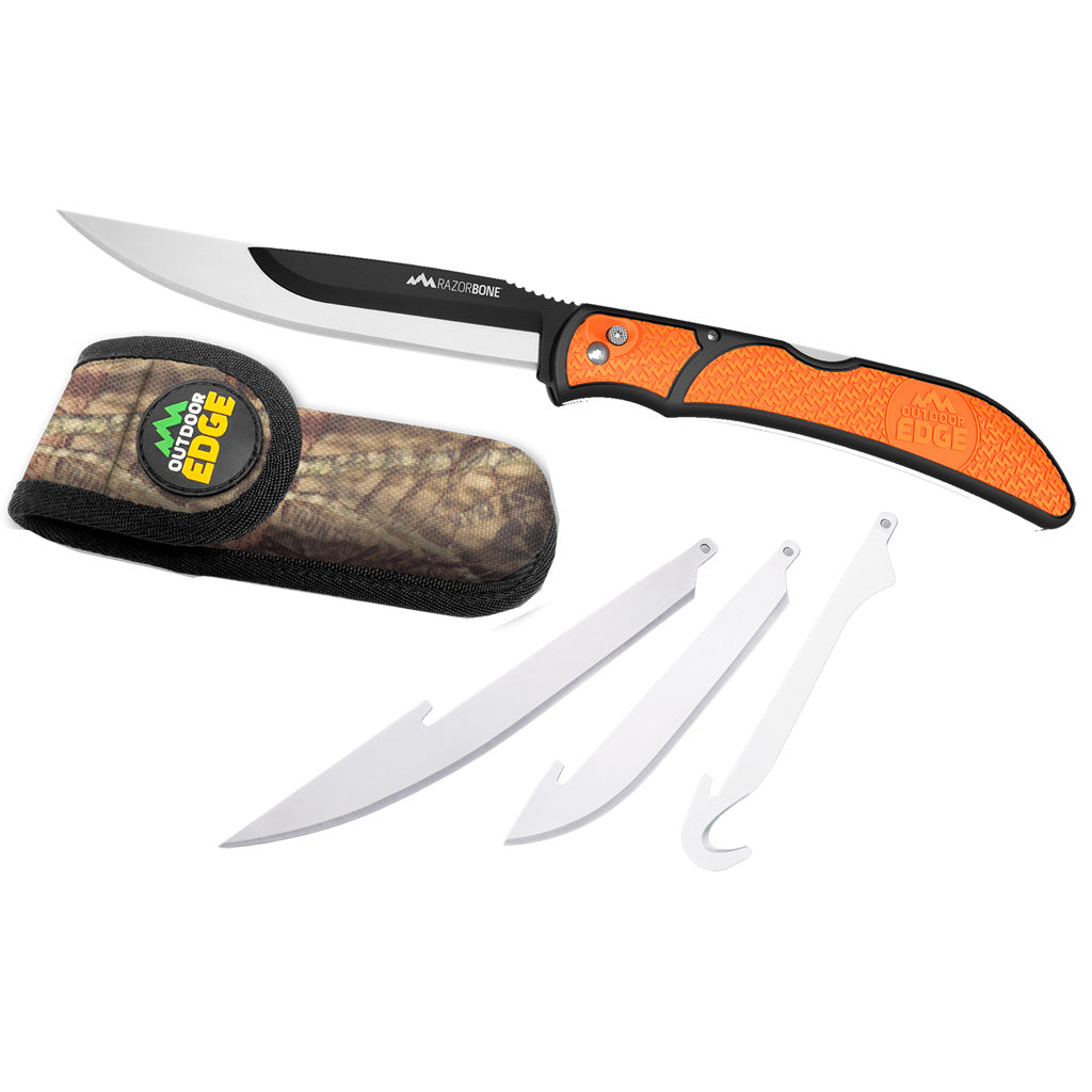 Outdoor Edge Razor-Bone Knife Orange - Versatile 3-in-1 Hunting Knife
