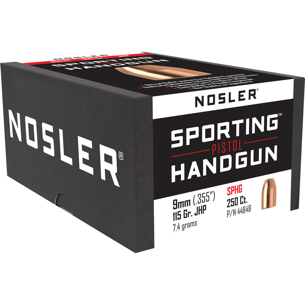 Nosler Sporting Handgun Pistol Bullet 9mm 115 gr. Jacketed Hollow Point 250 pk.