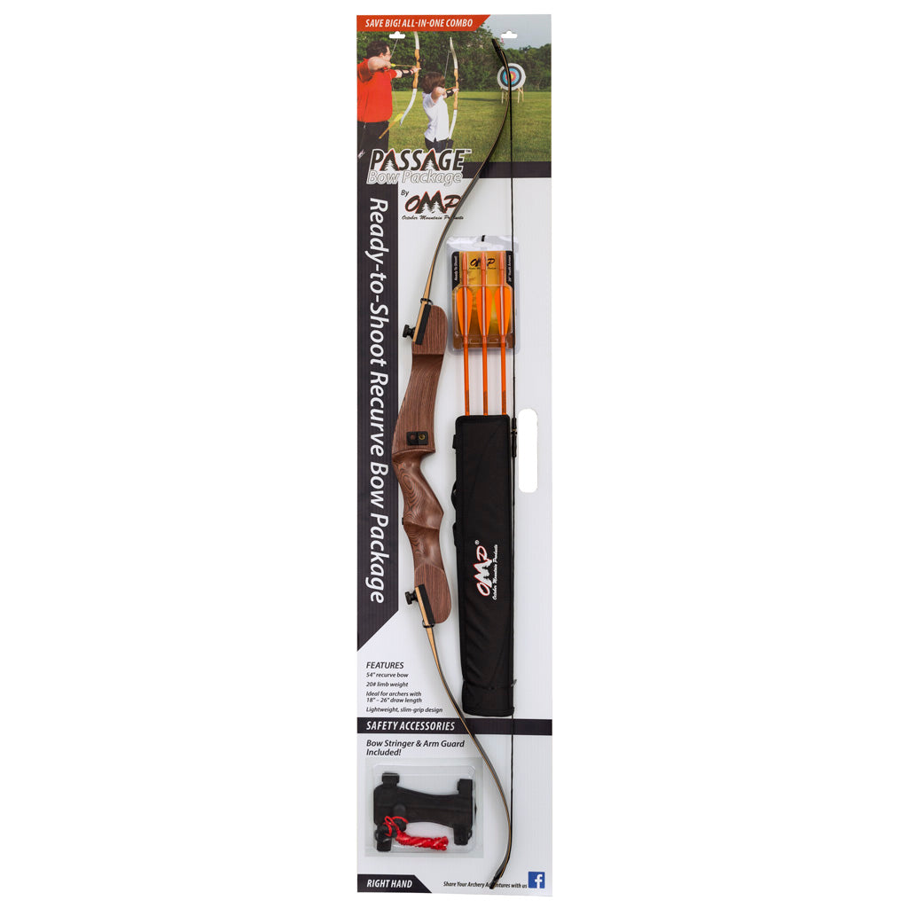 October Mountain Passage Recurve Bow Package 54 in. 20 lbs. LH - Perfect for Beginners