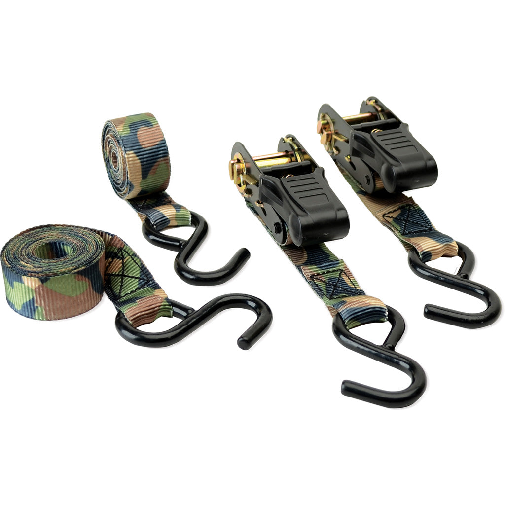 HME Ratchet Tie Down Camo 4 Pack - Heavy-Duty Straps for Secure Transport