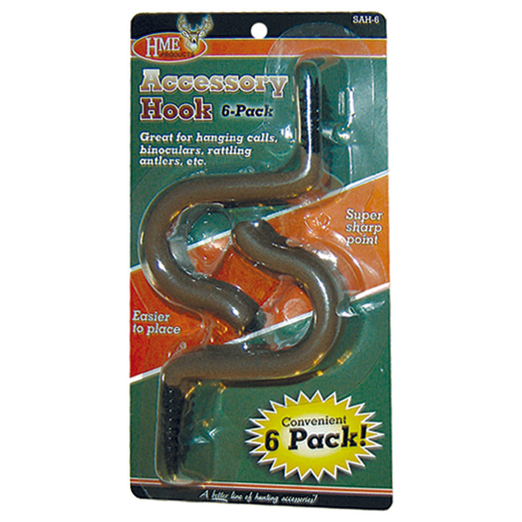 HME Single Accessory Hook 6 Pack - Versatile Gear Organizer