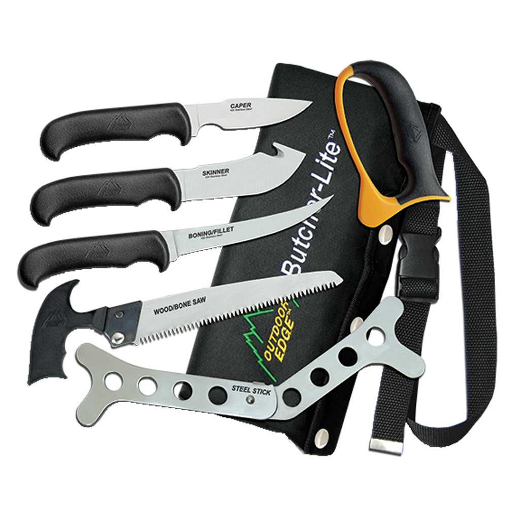 Outdoor Edge Butcher Lite Kit 8 Piece Set - Perfect for Meat Processing