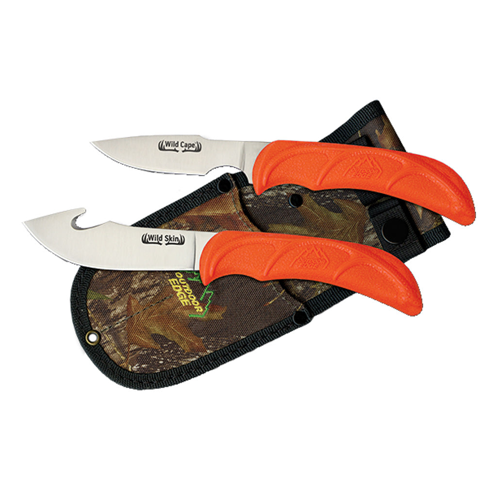 Outdoor Edge Wild-Pair Knives Orange - Gut Hook Skinner and Caping Knife Set