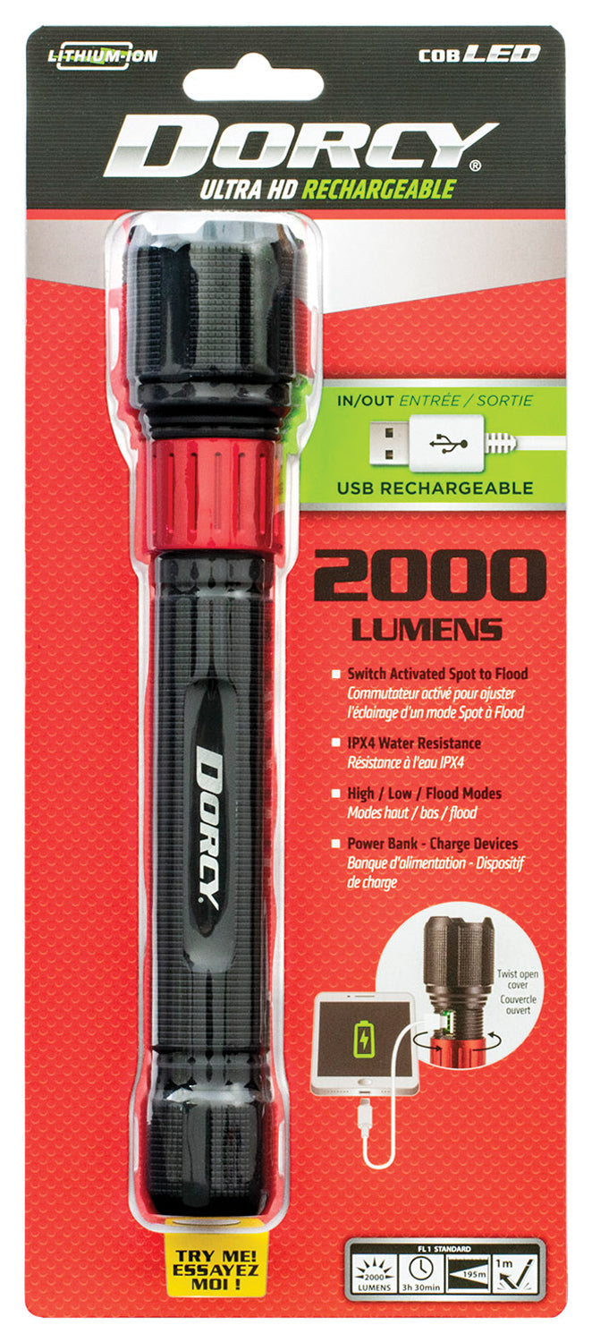 DORCY 2000 L Rechargeable Flashlight - High-Lumen LED Portable Light