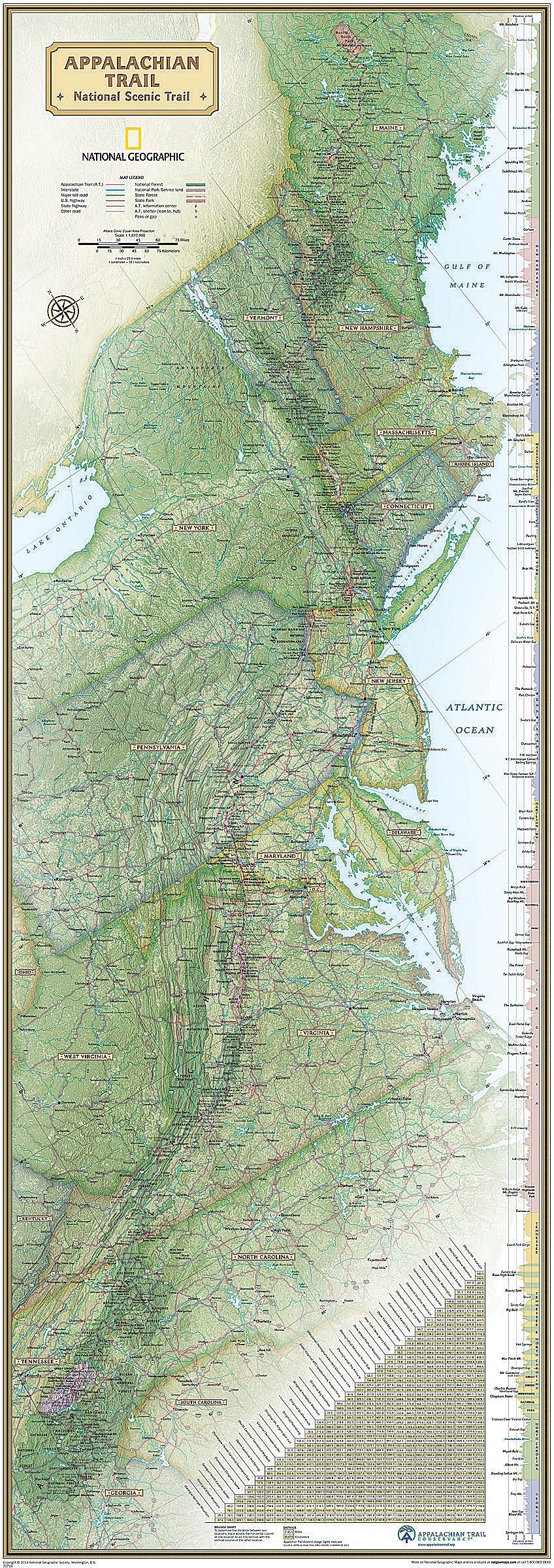 National Geographic Appalachian Trail Wall Map Book Edition