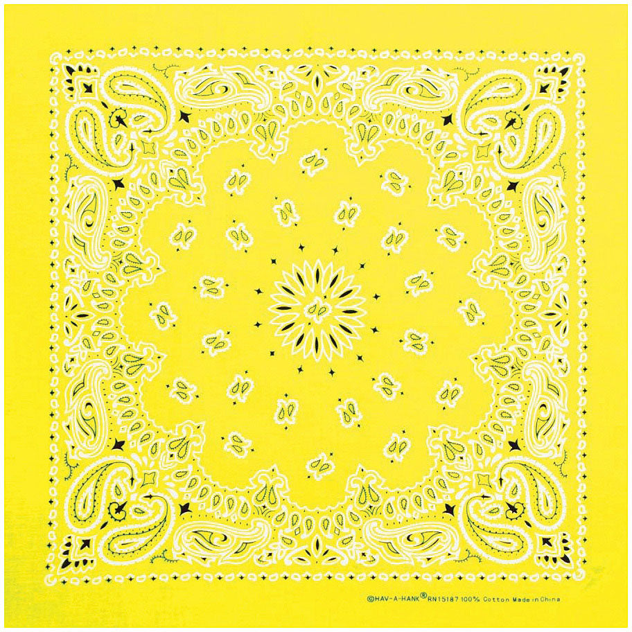 Carolina Manuf Neon Paisley Bandana Yellow
