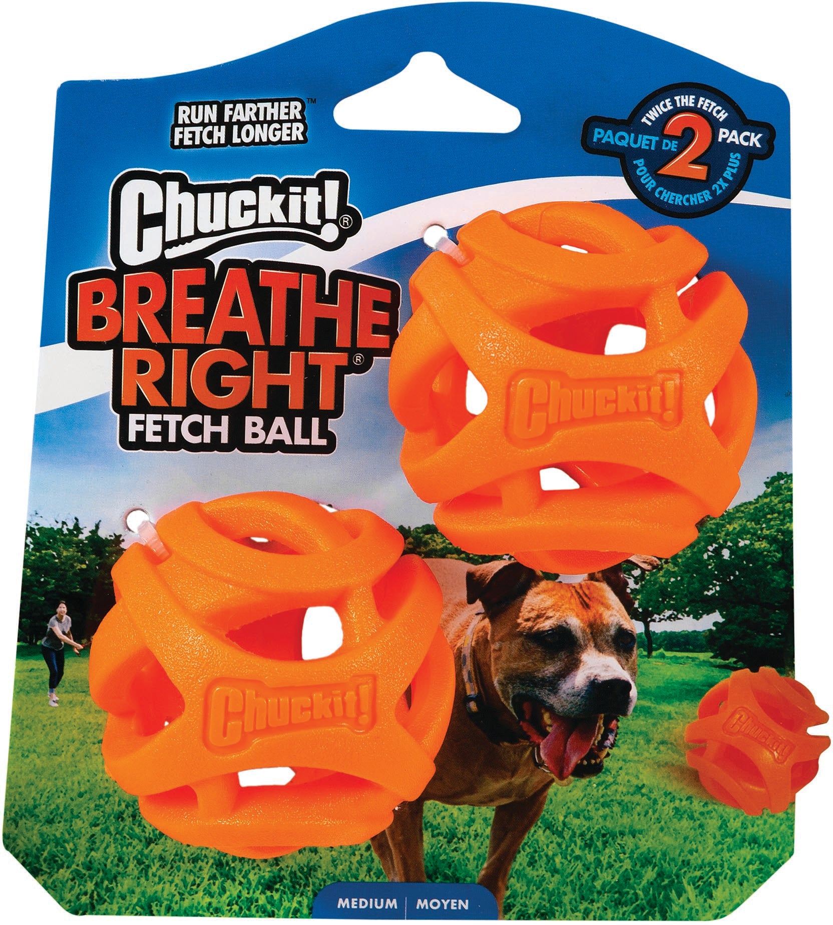Chuckit! Breathe Right Ball Medium 2 Pack - Durable Rubber Dog Toy