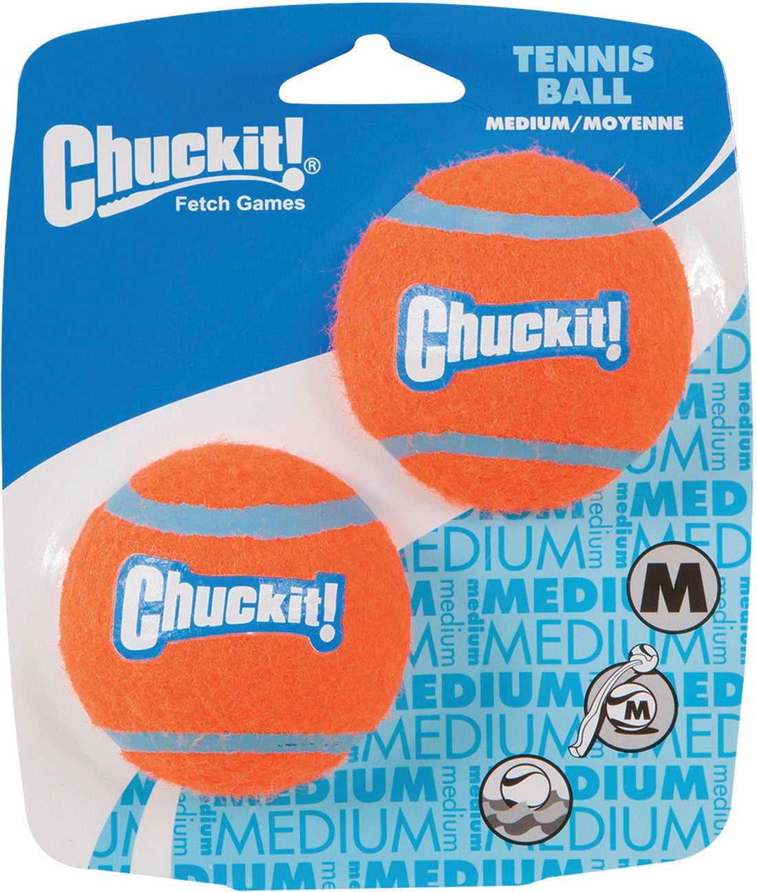 CHUCKIT! Tennis Balls Medium 2 Pack - Durable Rubber Dog Toys for Active Play