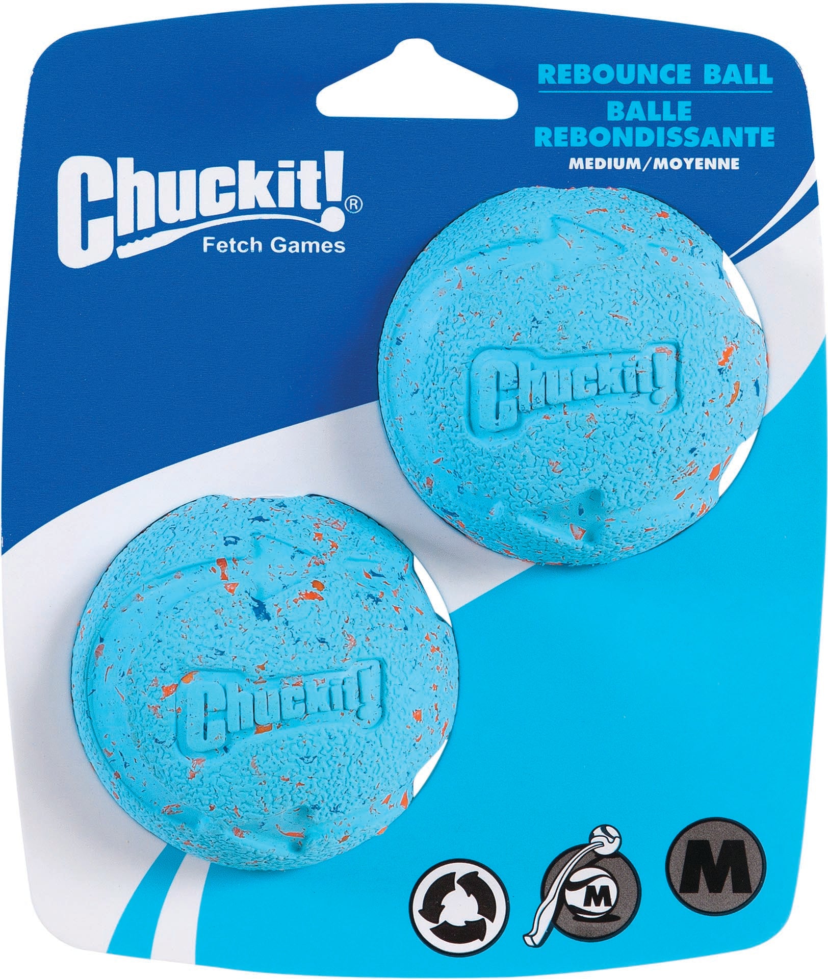CHUCKIT! Rebounce Ball Medium 2 Pack - Durable Interactive Dog Toys