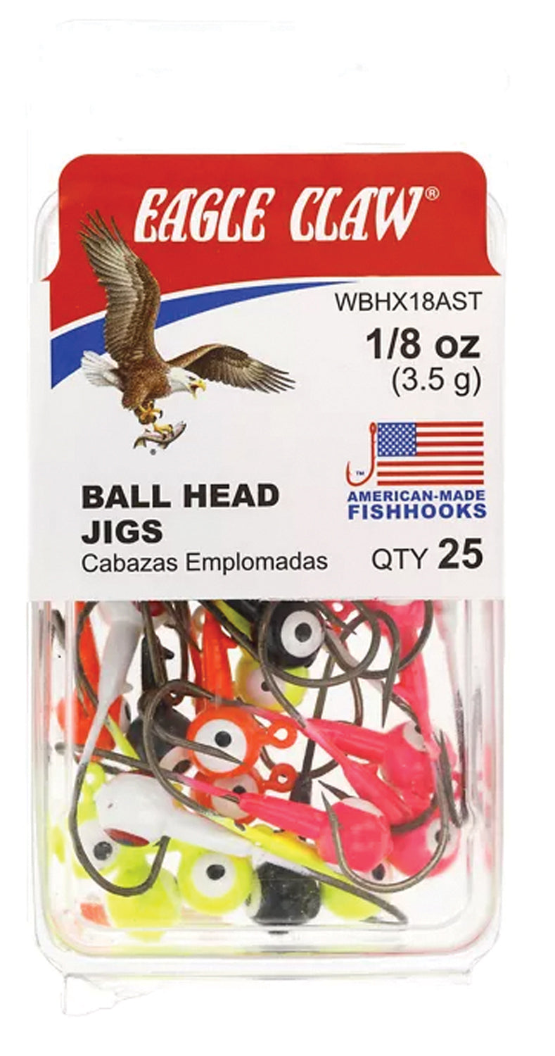 Eagle Claw Ball Head Jig 1/8 Oz Assorted - Perfect for Freshwater Fishing