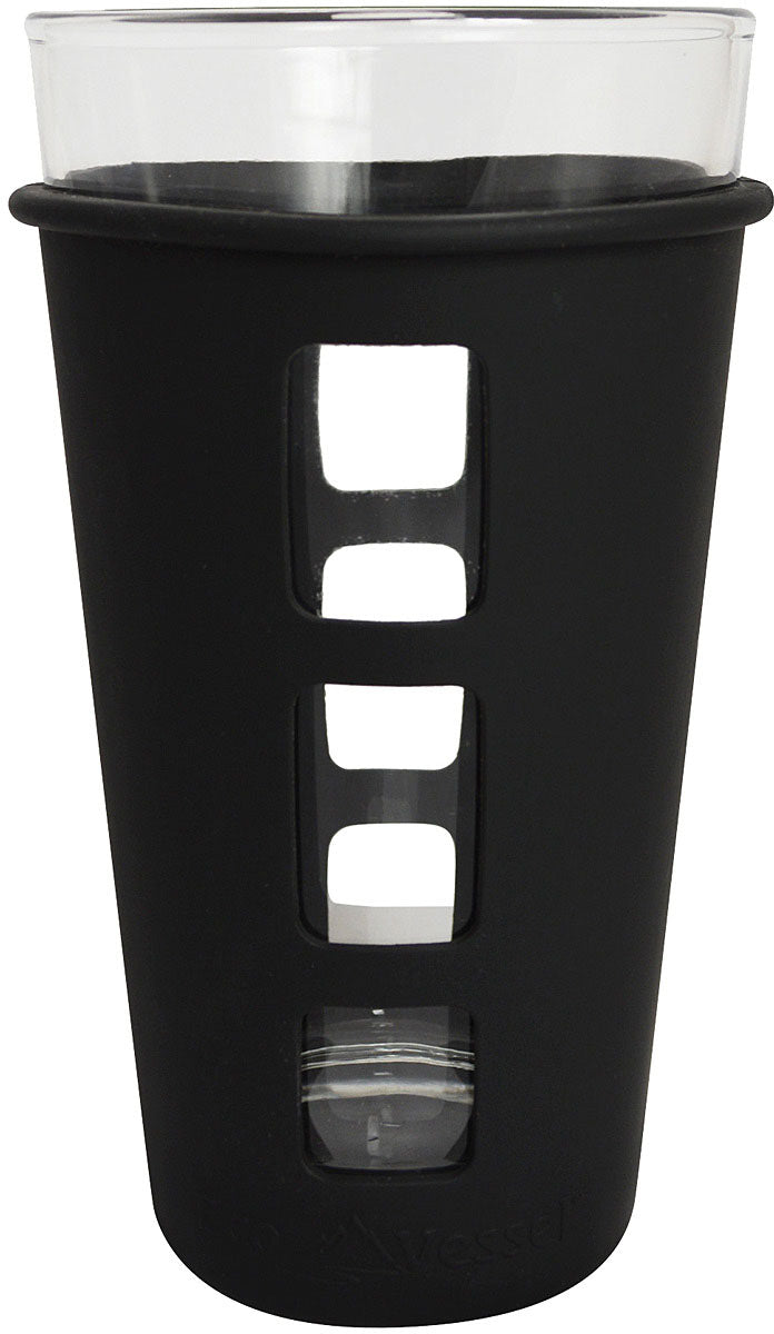 ECO VESSEL Vibe Glass Pint with Silicone Sleeve, Black