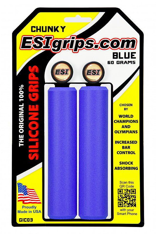 ESI Chunky Blue Bike Grip - Comfortable and Durable Cycling Handlebar Grip