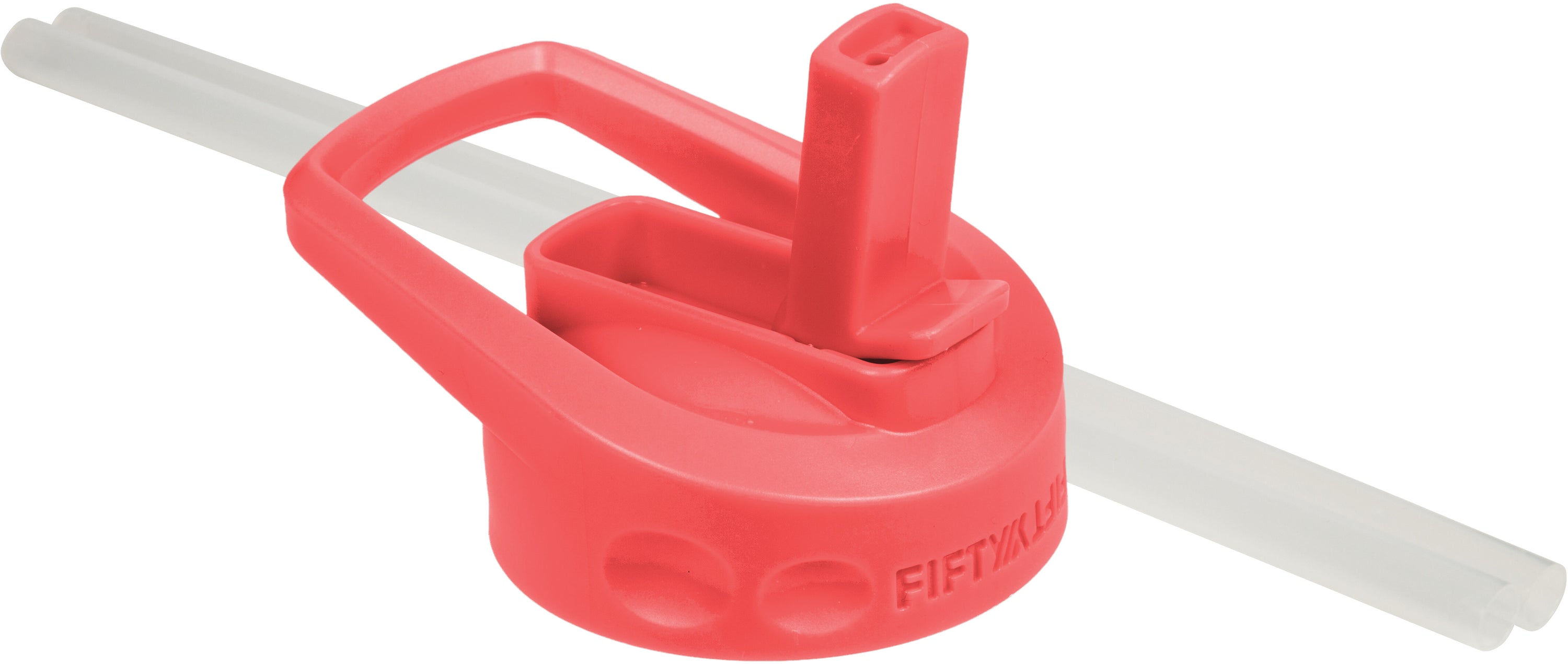 FIFTY/FIFTY Straw Wm Lid Coral - Durable Silicone Drinking Lid