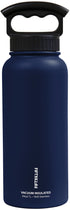 FIFTY/FIFTY 34 Oz Vacuum Insulated Water Bottle with 3 Finger Navy Handle