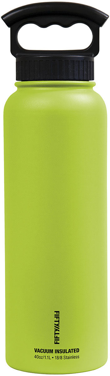 FIFTY/FIFTY 40 oz Vacuum Insulated Water Bottle with 3 Fing Lime Grip