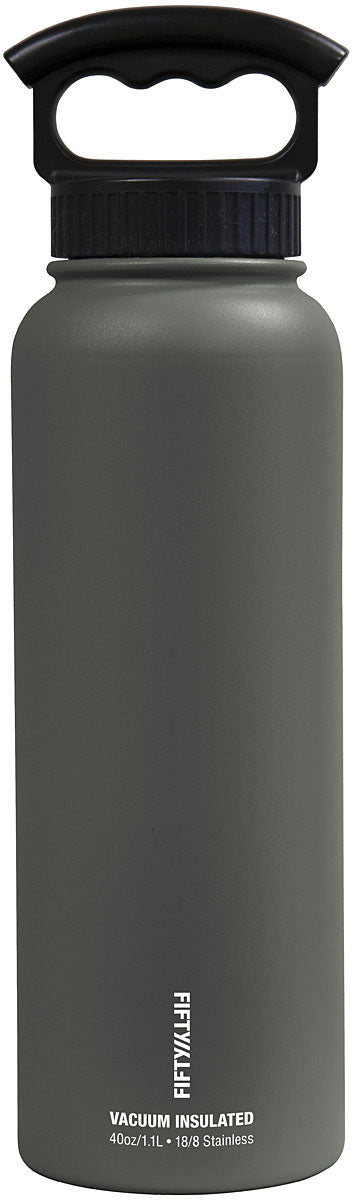 FIFTY/FIFTY 40 Oz Vacuum Insulated Water Bottle with 3 Finger Slate Grip