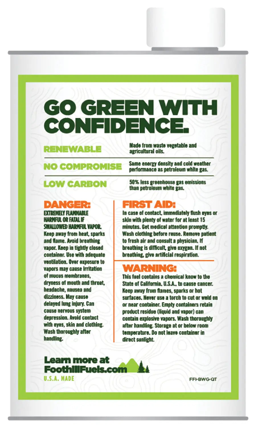 Foothill Bio White Gas 1 Qt