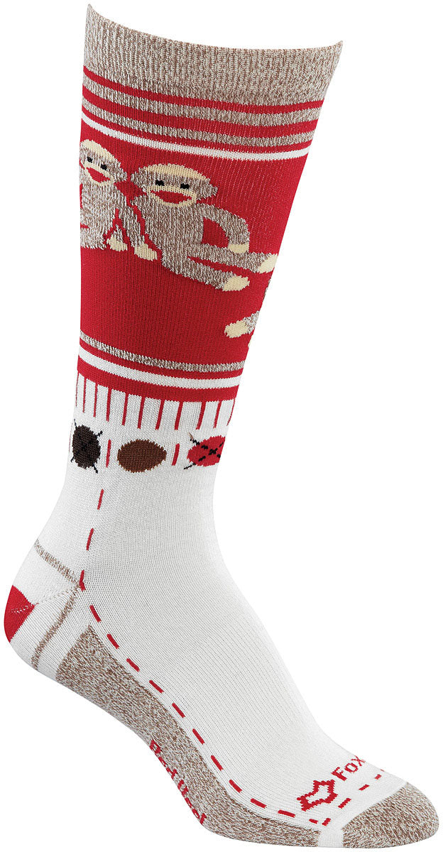 FOX RIVER Monkey Friends Sock Red Medium - Fun and Comfortable Socks for Kids