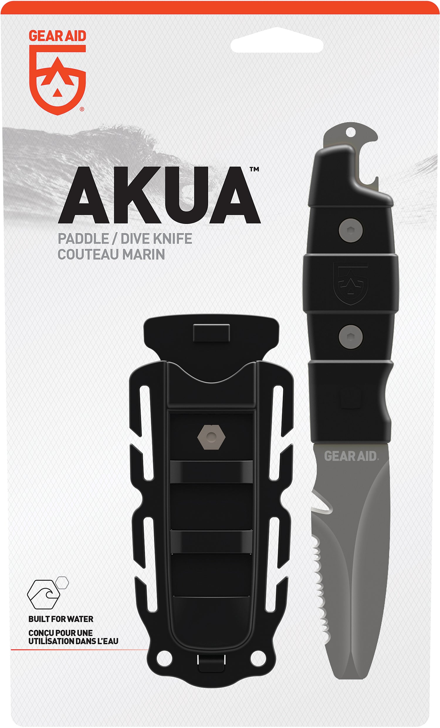 GEAR AID Akua Blunt Tip Knife - Black, Versatile Tool for Marine and Camping Applications
