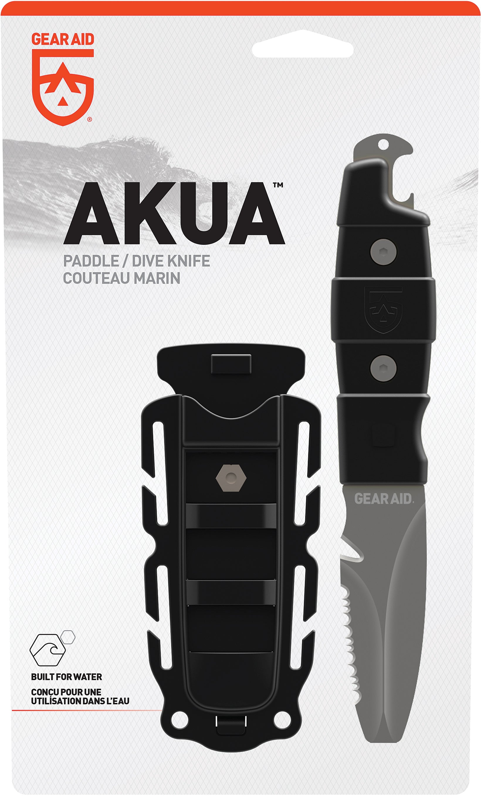 GEAR AID Akua Blunt Tip Knife - Black, Versatile Tool for Marine and Camping Applications