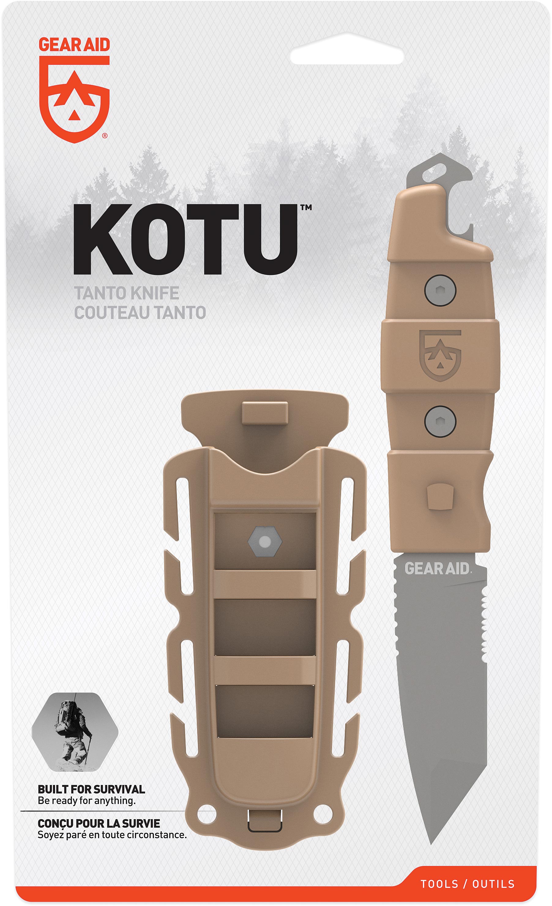 GEAR AID Kotu Tanto Knife Coyote – Durable Fixed Blade Utility Knife