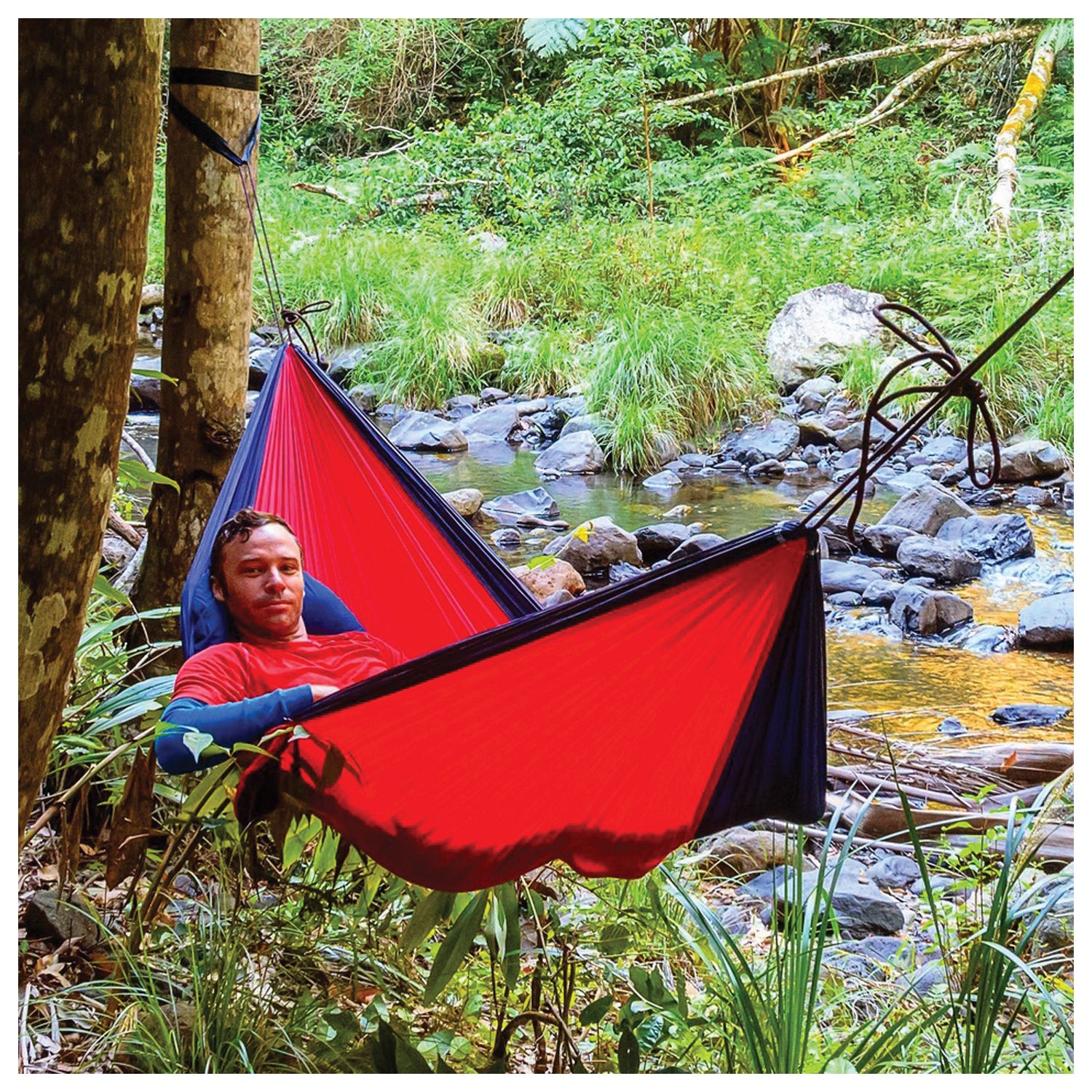 Hammock Bliss Single Navy/Red