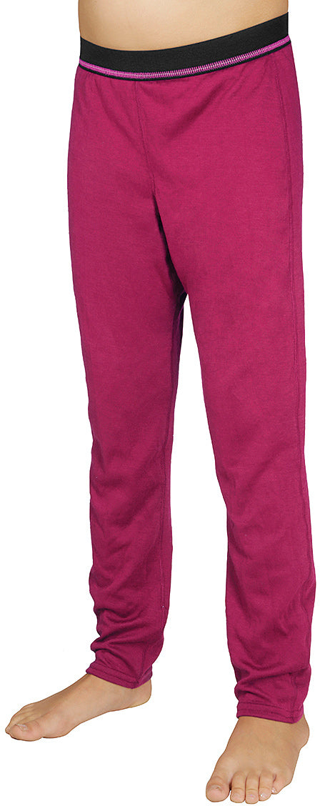 Hot Chillys Bi Ply Bottom Kids Cranberry MD Thermal Base Layer