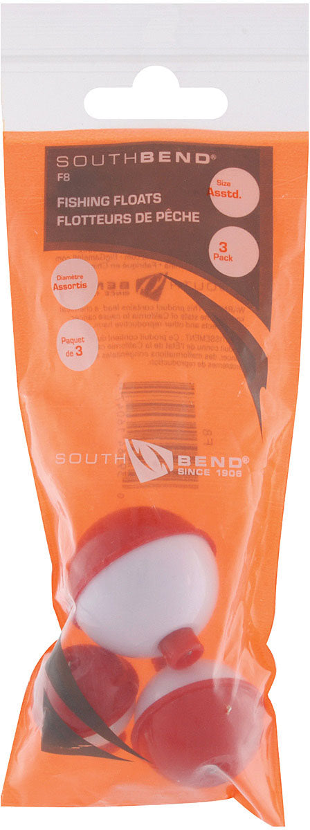 SOUTH BEND Float Snap On Red/White 3 Pack - Ideal for Fishing